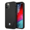 BMW BMHCP12MRSWPK Apple iPhone 12 / 12 Pro cietais futrālis Leather Perforate, melns