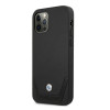 BMW BMHCP12MRSWPK Apple iPhone 12 / 12 Pro cietais futrālis Leather Perforate, melns
