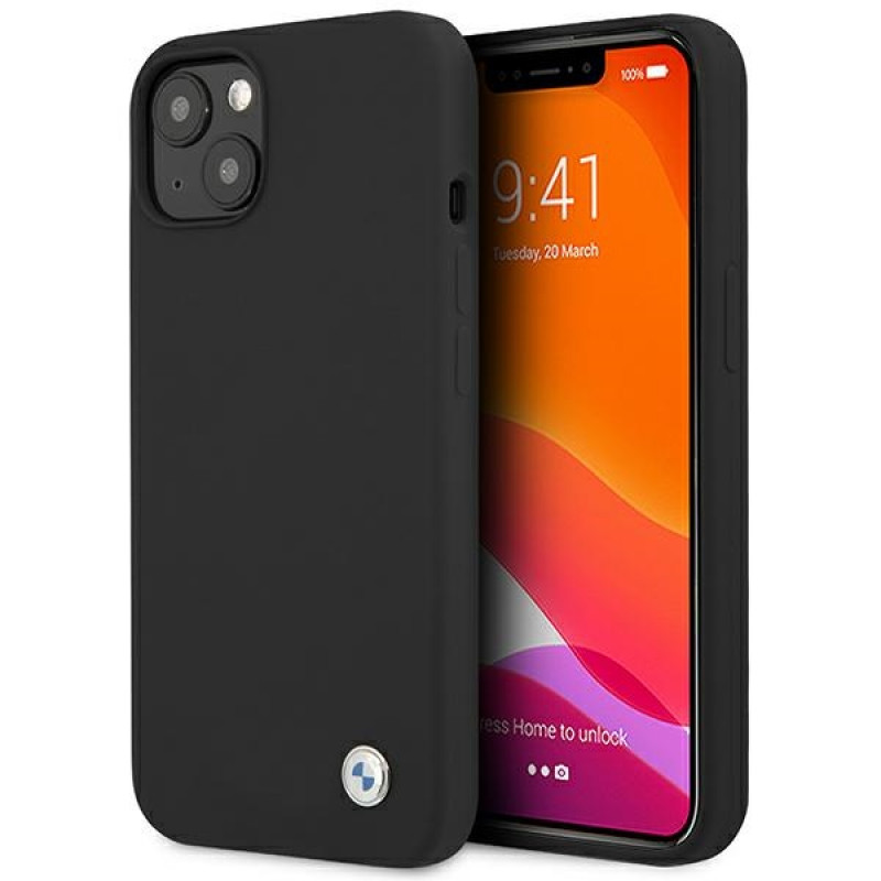 BMW BMHCP13SSILBK Apple iPhone 13 mini cietais futrālis Silicone Signature, melns