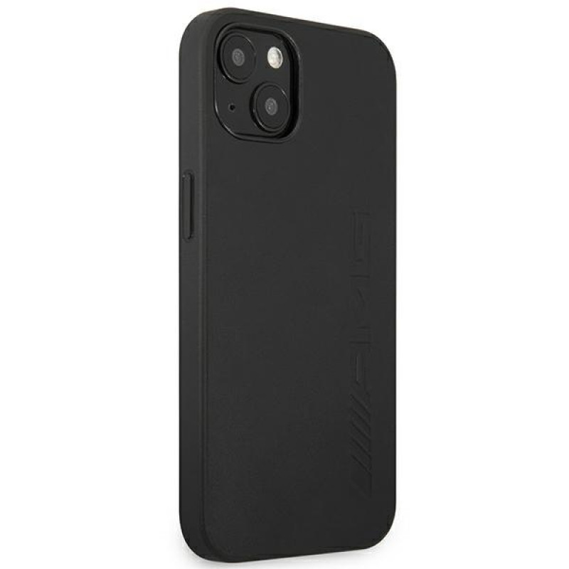Mercedes-AMG AMHCP14MDOLBK Apple iPhone 14 Plus / 15 Plus cietais futrālis Leather Hot Stamped, melns
