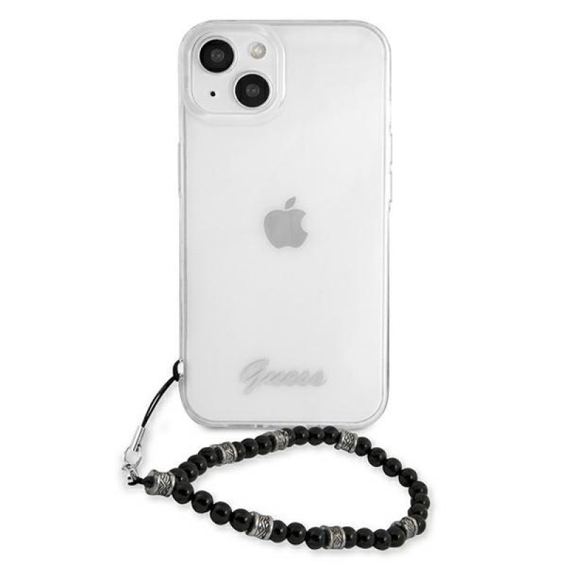 Guess GUHCP13SKPSBK Apple iPhone 13 mini cietais futrālis Black Pearl, caurspīdīgs