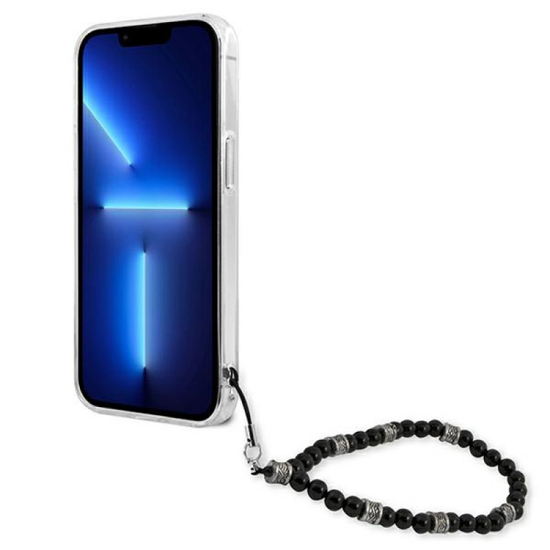 Guess GUHCP13SKPSBK Apple iPhone 13 mini cietais futrālis Black Pearl, caurspīdīgs