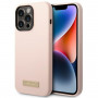 Guess silikona apvalks ar metāla logotipu, saderīgs ar MagSafe, Apple iPhone 14 Pro, rozā