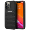 Mercedes-AMG AMHCP14LGSEBK Apple iPhone 14 Pro cietais maciņš, Leather Debossed Lines, melns