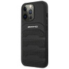 Mercedes-AMG AMHCP14LGSEBK Apple iPhone 14 Pro cietais maciņš, Leather Debossed Lines, melns
