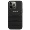 Mercedes-AMG AMHCP14LGSEBK Apple iPhone 14 Pro cietais maciņš, Leather Debossed Lines, melns