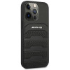 Mercedes-AMG AMHCP14LGSEBK Apple iPhone 14 Pro cietais maciņš, Leather Debossed Lines, melns