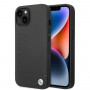 BMW BMHMP14SSLLBK Apple iPhone 14 cietais maciņš, Signature Logo Imprint MagSafe, melns