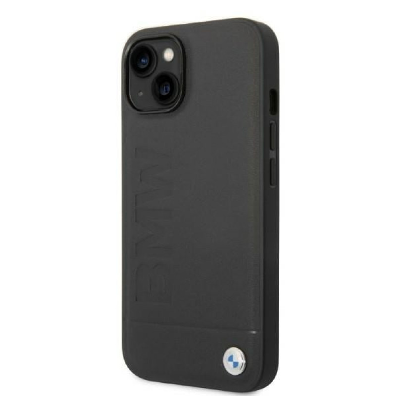 BMW BMHMP14SSLLBK Apple iPhone 14 cietais maciņš, Signature Logo Imprint MagSafe, melns
