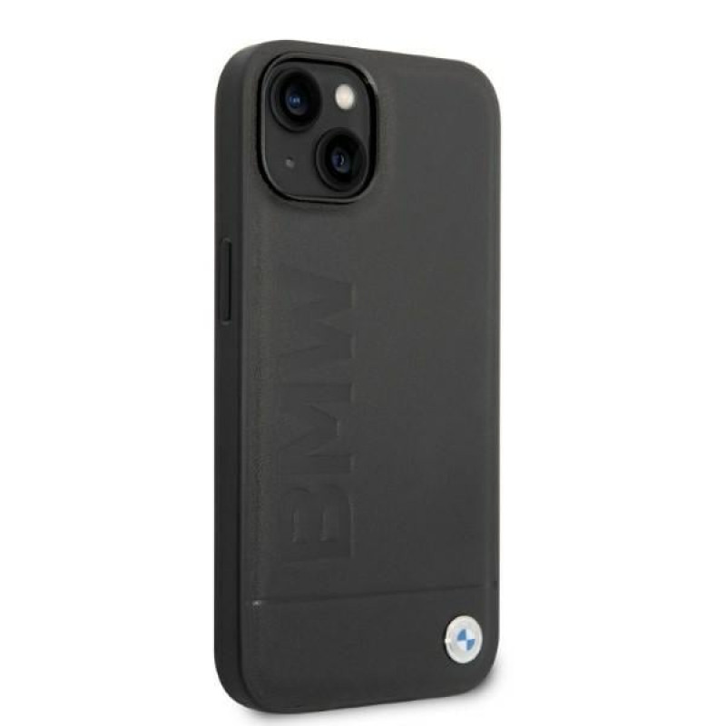 BMW BMHMP14MSLLBK Apple iPhone 14 Plus / 15 Plus cietais futrālis, Signature Logo Imprint MagSafe, melns