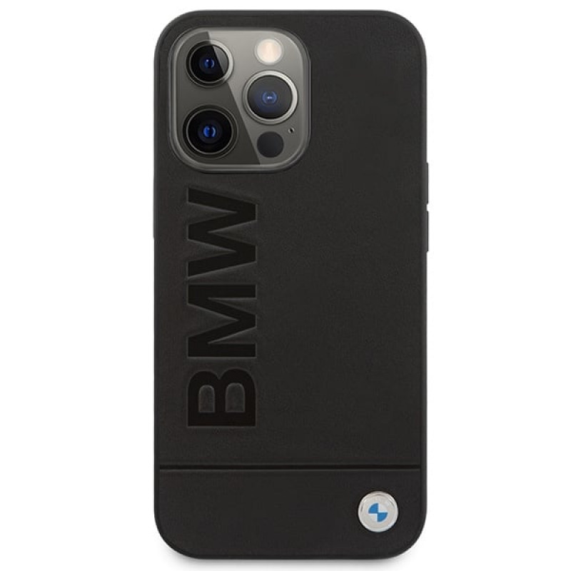BMW BMHMP14LSLLBK Apple iPhone 14 Pro cietais maciņš, Signature Logo Imprint MagSafe, melns