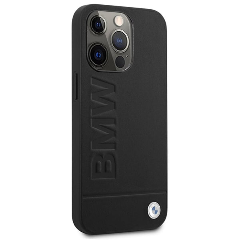BMW BMHMP14LSLLBK Apple iPhone 14 Pro cietais maciņš, Signature Logo Imprint MagSafe, melns
