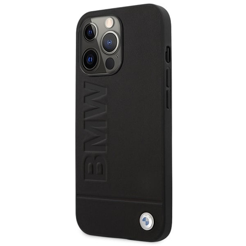 BMW BMHMP14XSLLBK Apple iPhone 14 Pro Max cietais futrālis, Signature Logo Imprint MagSafe, melns