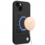 BMW BMHMP14MSLBLBK Apple iPhone 14 Plus / 15 Plus cietais maciņš, Silicone Signature Logo MagSafe, melns