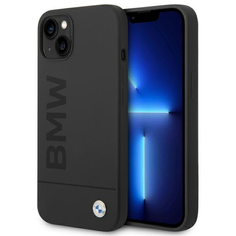 BMW BMHMP14MSLBLBK Apple iPhone 14 Plus / 15 Plus cietais maciņš, Silicone Signature Logo MagSafe, melns
