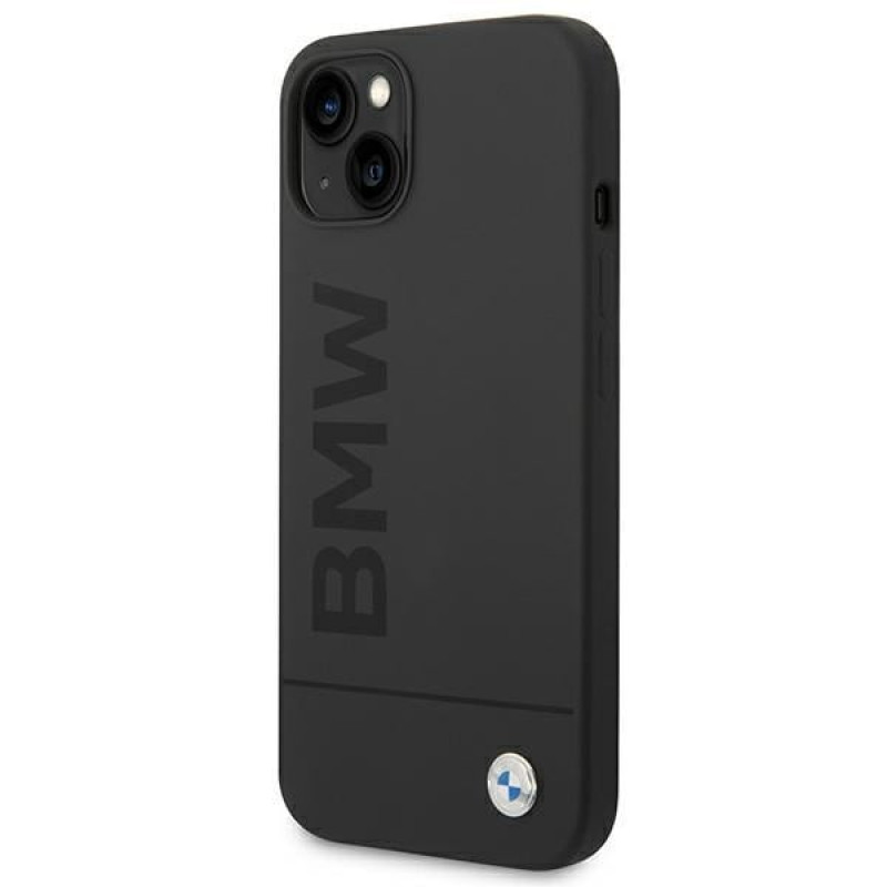 BMW BMHMP14MSLBLBK Apple iPhone 14 Plus / 15 Plus cietais maciņš, Silicone Signature Logo MagSafe, melns