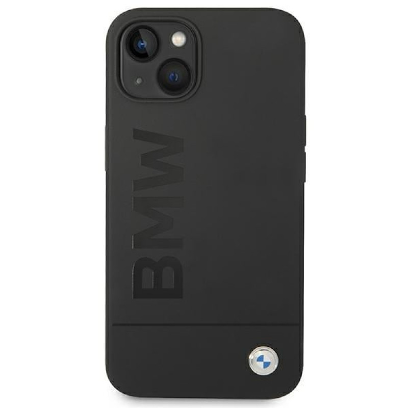 BMW BMHMP14MSLBLBK Apple iPhone 14 Plus / 15 Plus cietais maciņš, Silicone Signature Logo MagSafe, melns