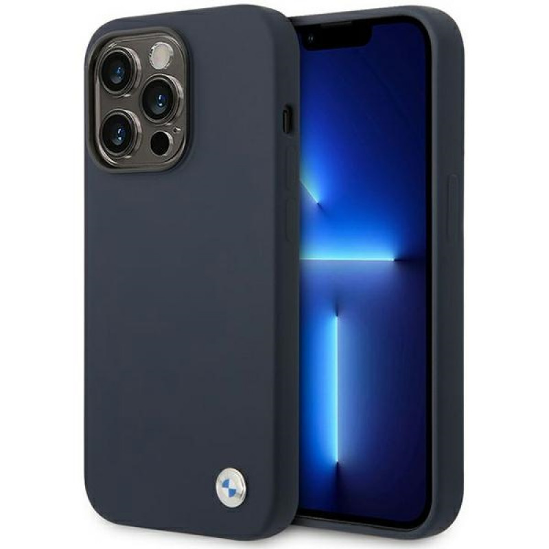 BMW BMHMP14XSILNA Apple iPhone 14 Pro Max vāciņš, Silicone Metal Logo MagSafe, navy