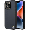 BMW BMHMP14XSLLNA Apple iPhone 14 Pro Max cietais futrālis, Leather Hot Stamp MagSafe, navy