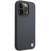 BMW BMHMP14XSLLNA Apple iPhone 14 Pro Max cietais futrālis, Leather Hot Stamp MagSafe, navy