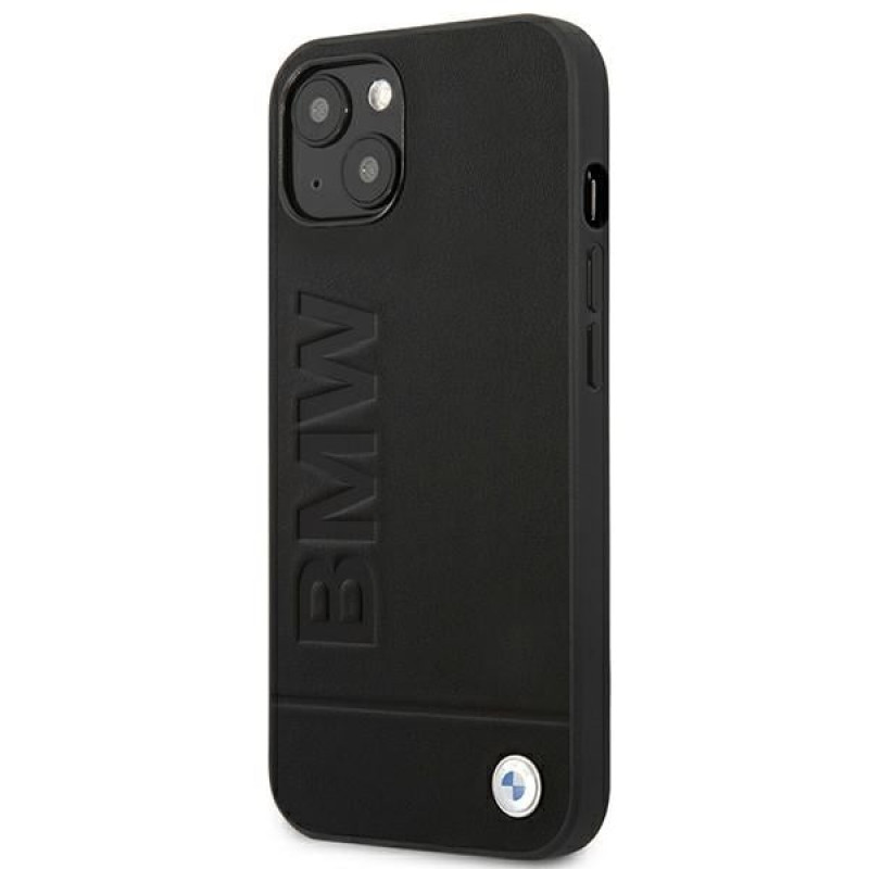 BMW BMHCP14MSLLBK Apple iPhone 14 Plus / 15 Plus vāciņš, Leather Stamp, melns