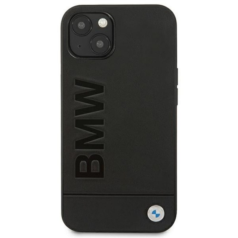 BMW BMHCP14MSLLBK Apple iPhone 14 Plus / 15 Plus vāciņš, Leather Stamp, melns