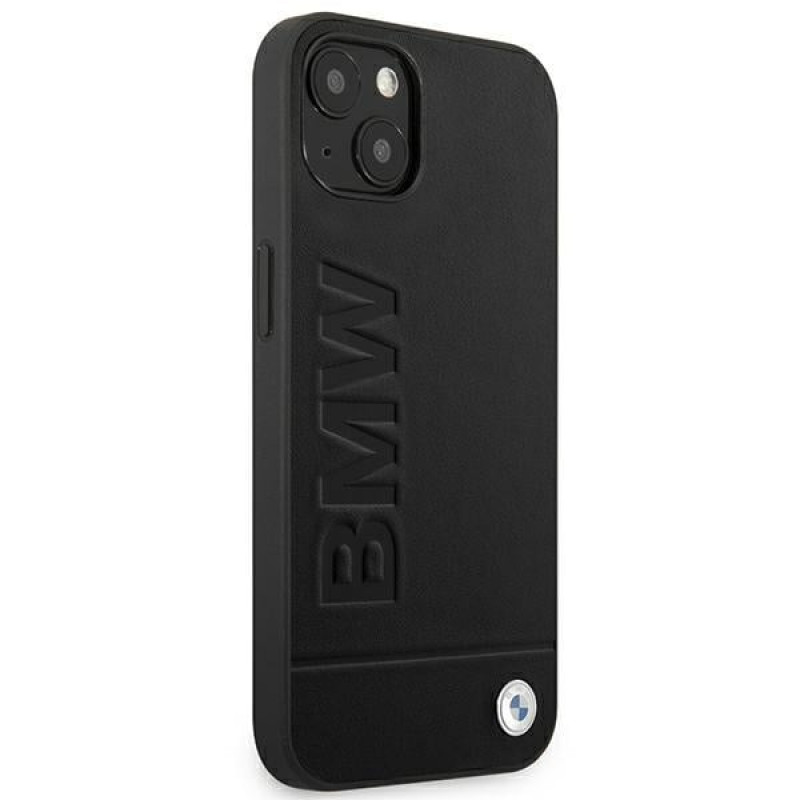 BMW BMHCP14MSLLBK Apple iPhone 14 Plus / 15 Plus vāciņš, Leather Stamp, melns