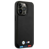 BMW BMHMP14X22PTDK Apple iPhone 14 Pro Max vāciņš, Leather Stamp Tricolor MagSafe, melns