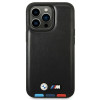 BMW BMHMP14L22PTDK Apple iPhone 14 Pro vāciņš, Leather Stamp Tricolor MagSafe, melns