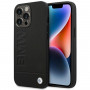 BMW BMHCP14LSLLBK Apple iPhone 14 Pro vāciņš, Leather Stamp, melns