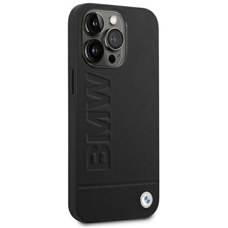 BMW BMHCP14LSLLBK Apple iPhone 14 Pro vāciņš, Leather Stamp, melns
