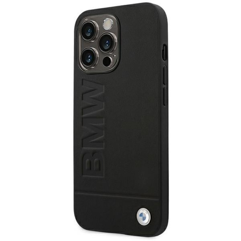 BMW BMHCP14XSLLBK Apple iPhone 14 Pro Max vāciņš, Leather Stamp, melns