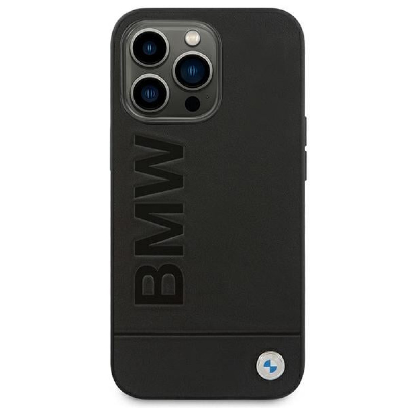 BMW BMHCP14XSLLBK Apple iPhone 14 Pro Max vāciņš, Leather Stamp, melns