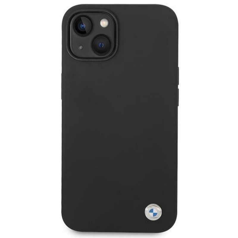 BMW BMHCP14MSILBK Apple iPhone 14 Plus / 15 Plus vāciņš, Silicone Metal Logo, melns