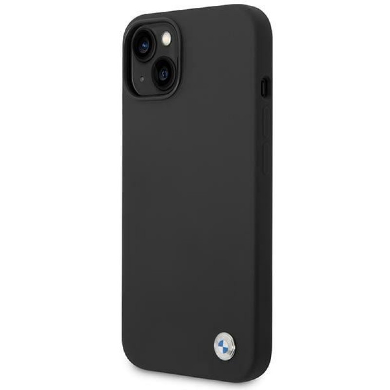 BMW BMHCP14SSILBK Apple iPhone 14 vāciņš, Silicone Metal Logo, melns