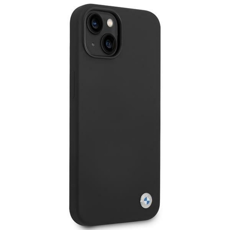 BMW BMHCP14SSILBK Apple iPhone 14 vāciņš, Silicone Metal Logo, melns