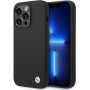 BMW BMHCP14XSILBK Silicone Metal Logo cietais futrālis Apple iPhone 14 Pro Max 6.7", melns