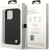 BMW BMHCP14XSILBK Silicone Metal Logo cietais futrālis Apple iPhone 14 Pro Max 6.7", melns
