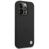 BMW BMHCP14XSILBK Silicone Metal Logo cietais futrālis Apple iPhone 14 Pro Max 6.7", melns