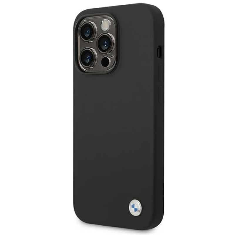 BMW BMHCP14LSILBK Apple iPhone 14 Pro vāciņš, Silicone Metal Logo, melns