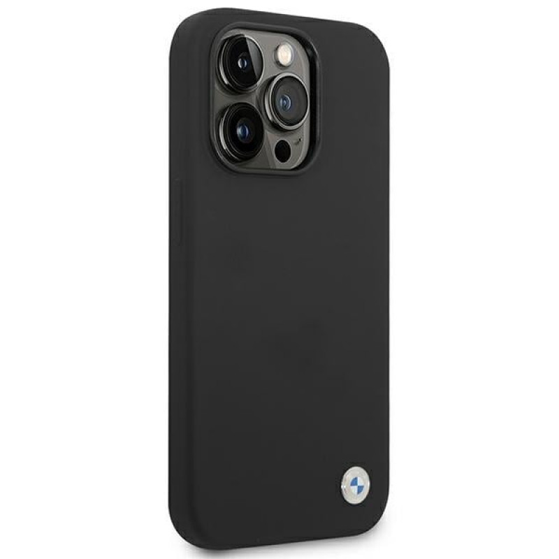 BMW BMHCP14LSILBK Apple iPhone 14 Pro vāciņš, Silicone Metal Logo, melns