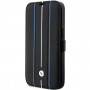 BMW BMBKP14L22RVSK Leather Stamp Blue Lines grāmatveida futrālis Apple iPhone 14 Pro 6.1", melns