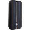 BMW BMBKP14L22RVSK Leather Stamp Blue Lines grāmatveida futrālis Apple iPhone 14 Pro 6.1", melns
