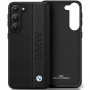 BMW BMHCS23M22RDPK Leather Textured & Stripe cietais futrālis Samsung Galaxy S23+ (S916), melns