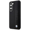 BMW BMHCS23M22RDPK Leather Textured & Stripe cietais futrālis Samsung Galaxy S23+ (S916), melns