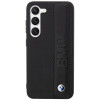 BMW BMHCS23M22RDPK Leather Textured & Stripe cietais futrālis Samsung Galaxy S23+ (S916), melns