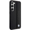 BMW BMHCS23M22RDPK Leather Textured & Stripe cietais futrālis Samsung Galaxy S23+ (S916), melns
