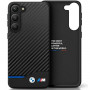 BMW BMHCS23M22NBCK Leather Carbon cietais maciņš Samsung Galaxy S23+ (S916), melns