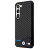 BMW BMHCS23M22NBCK Leather Carbon cietais maciņš Samsung Galaxy S23+ (S916), melns