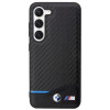 BMW BMHCS23M22NBCK Leather Carbon cietais maciņš Samsung Galaxy S23+ (S916), melns